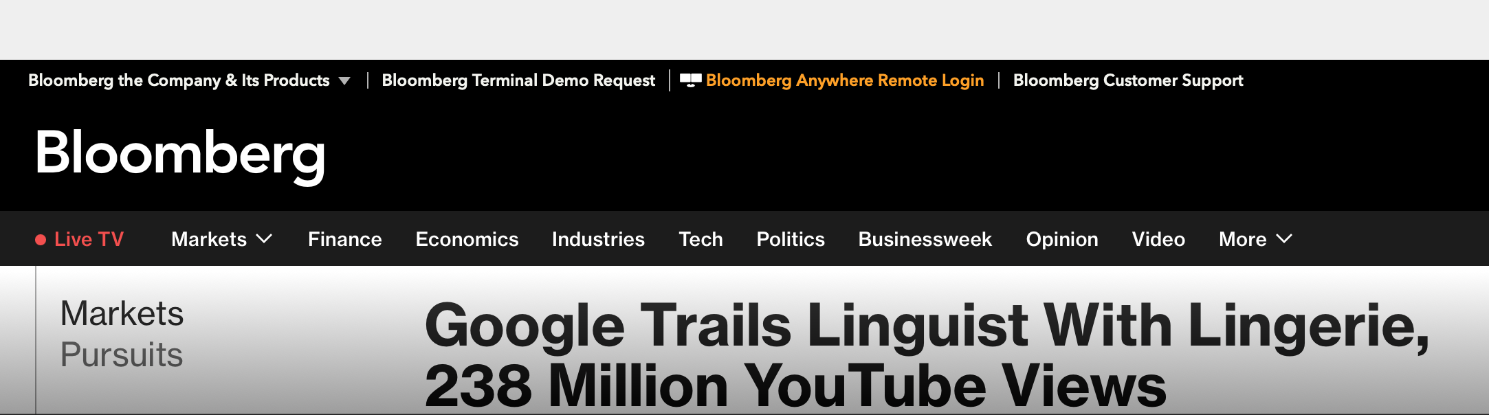 Google Trails Linguist With Lingerie, 238 Million YouTube Views
